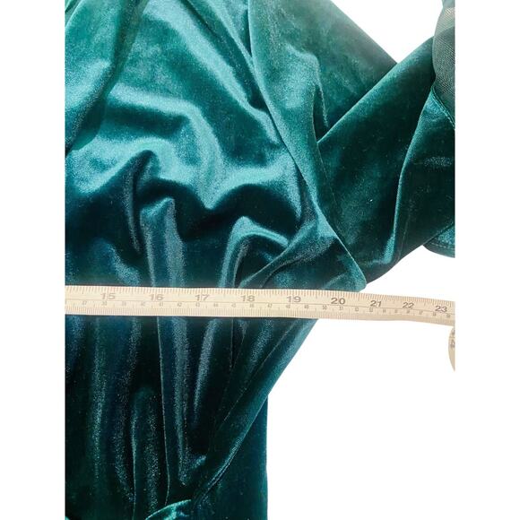 R&M Richards Womens Velvet Dress V Neck Long Sleeve Knee Length Green Size 14W - Picture 7 of 8